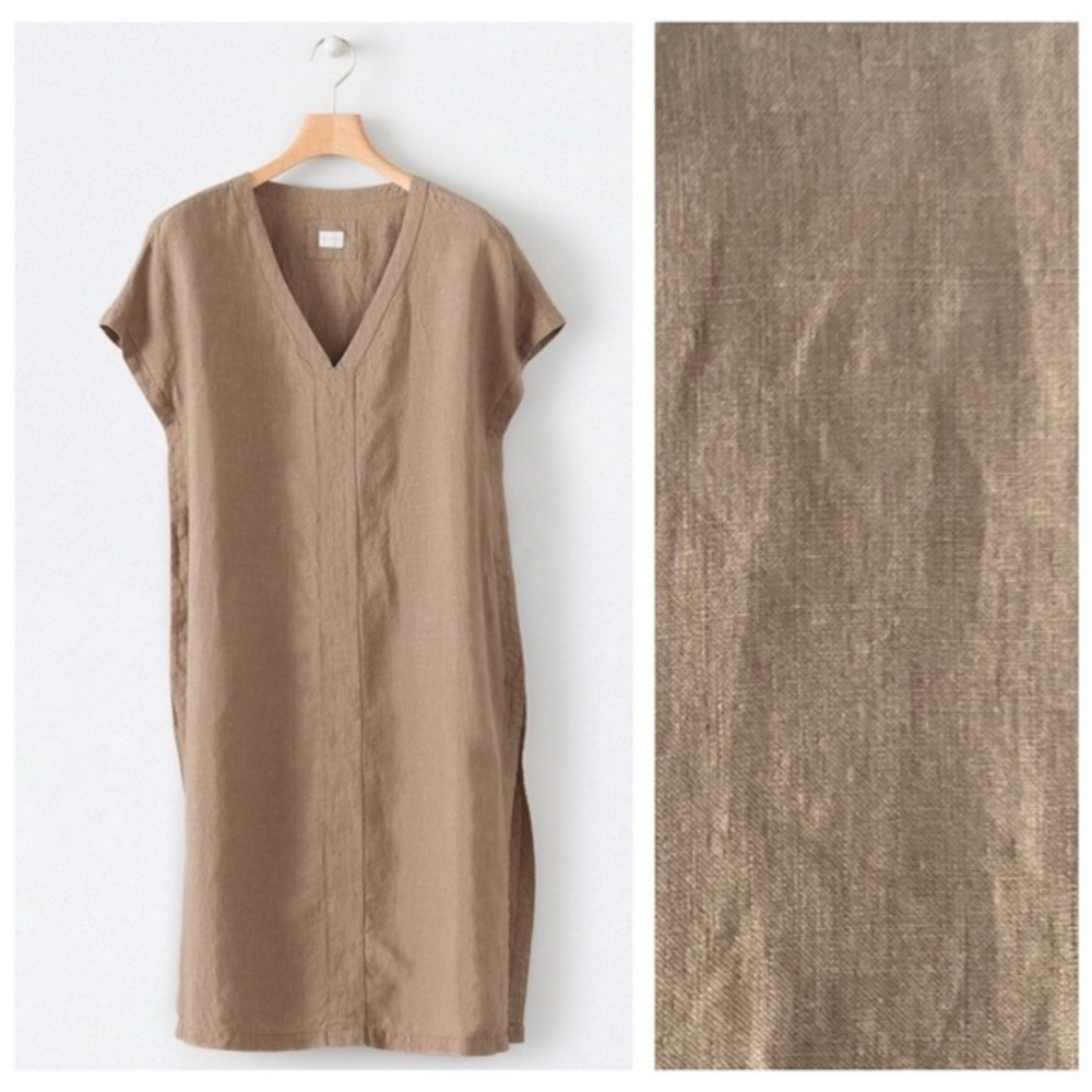 Poetry Brown Linen V-neck Tunic Size 8/10